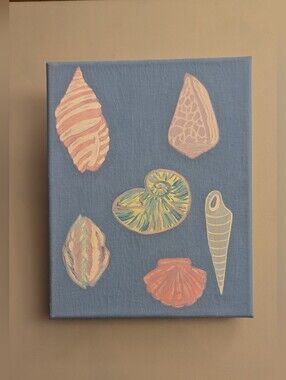 Original Acrylic Painting on Canvas. Seashells Collection. 8" x 10"